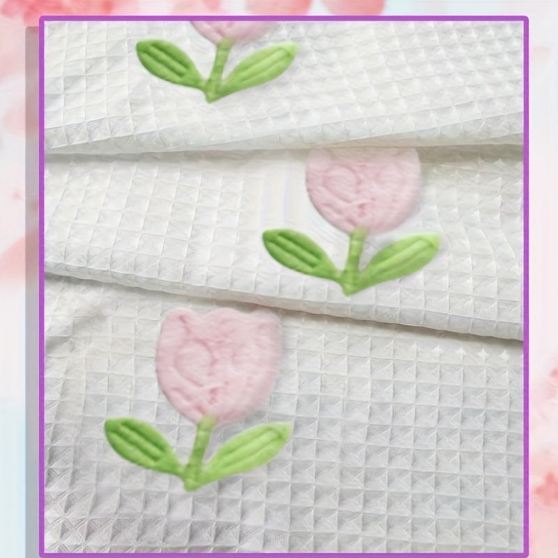 White Shower Curtain – Tulip Flower Design