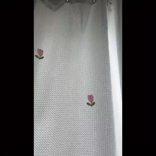 White Shower Curtain – Tulip Flower Design