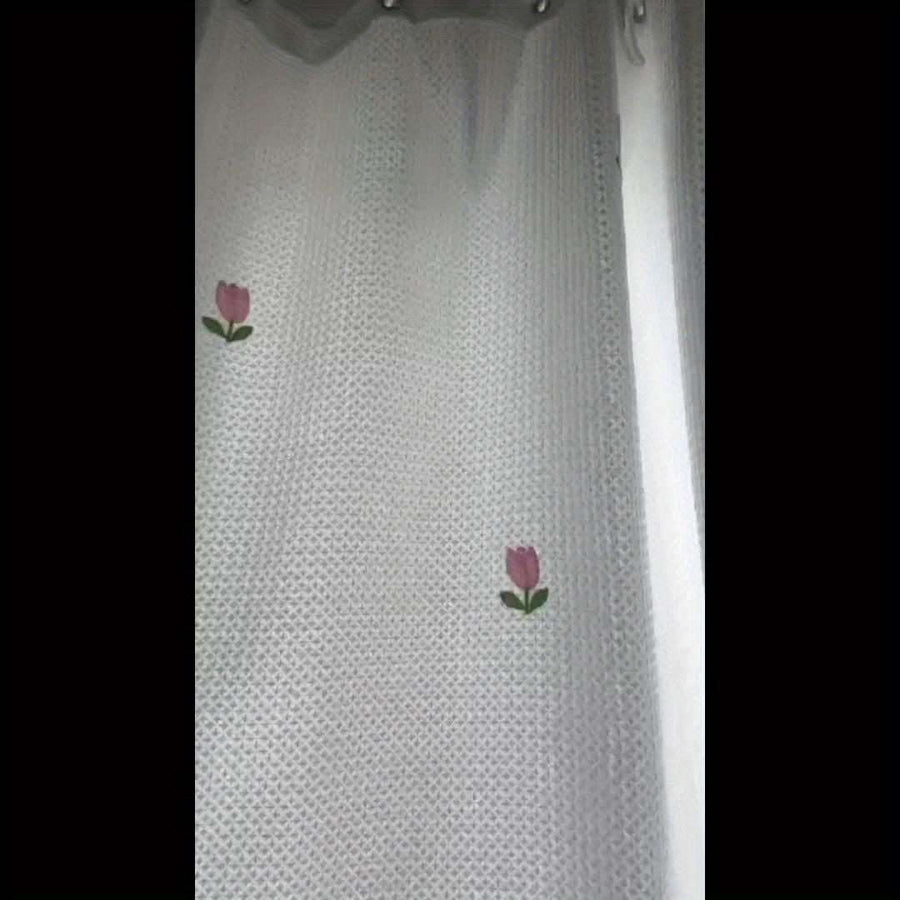 White Shower Curtain – Tulip Flower Design
