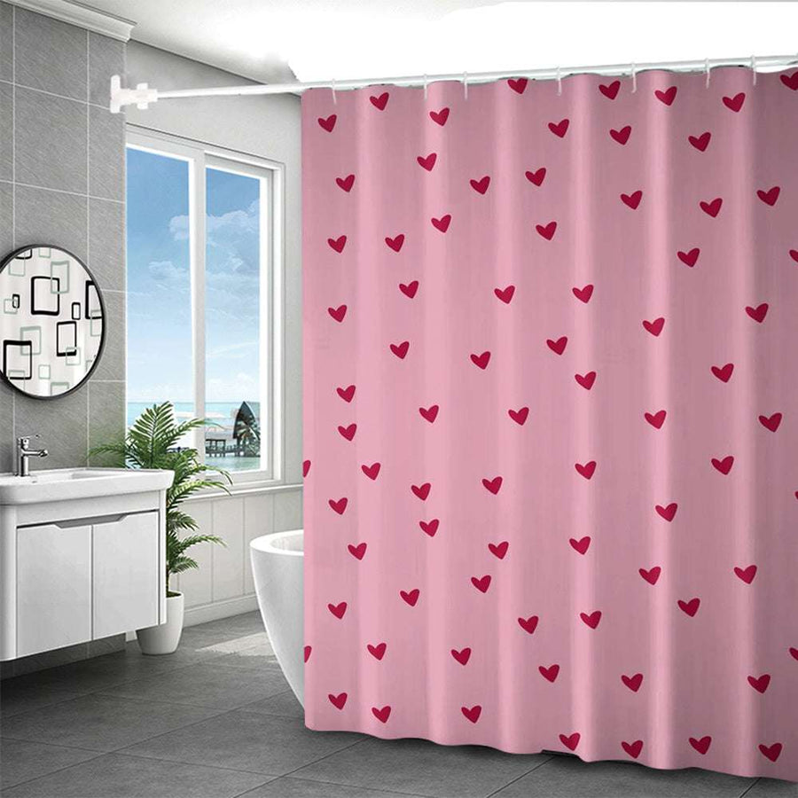 Pink Shower Curtain – Red Heart Pattern for Valentine’s Day