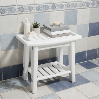Shower Bench with Storage Shelf & Handles