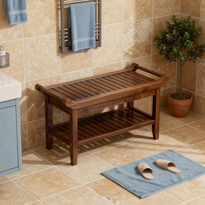 Waterproof Shower Bench with Shelf